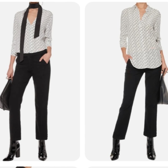 Equipment Kate Moss All Over Autograph Print Long Sleeve Blouse size Large - Picture 3 of 16